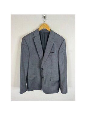 Z Zegna City Grey Wool Micro Check 2 Button Suit Jacket Blazer Size 40